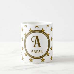 Mug Monogramme Gold Star Motif personnel initial