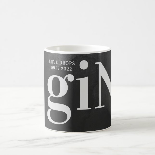 Mug Monogramme Grand Art Gris Moderne Gras (Centre)