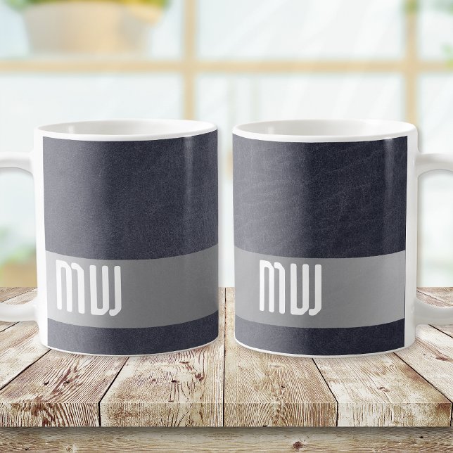 Mug Monogramme gras en cuir métallisé avec lanière (Créateur téléchargé)