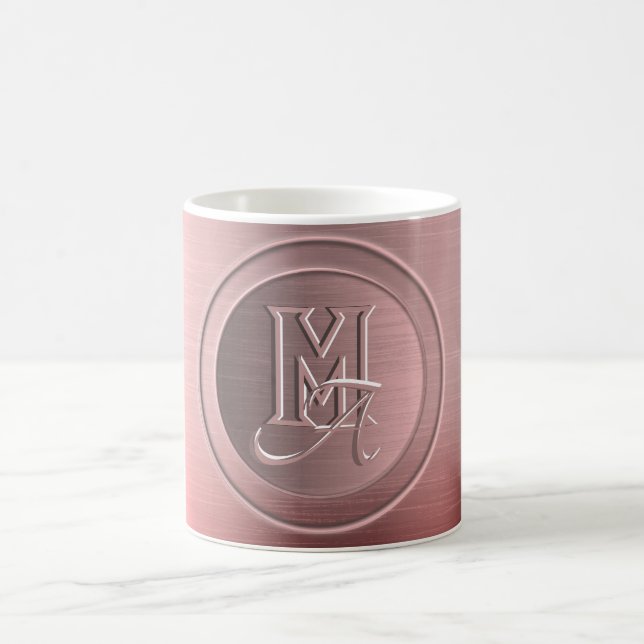 Mug Monogramme Gravé Acier Rose Métallisé (Centre)