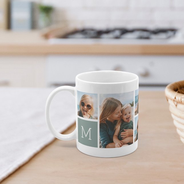 Mug Monogramme Grille Photo Collage (Créateur téléchargé)