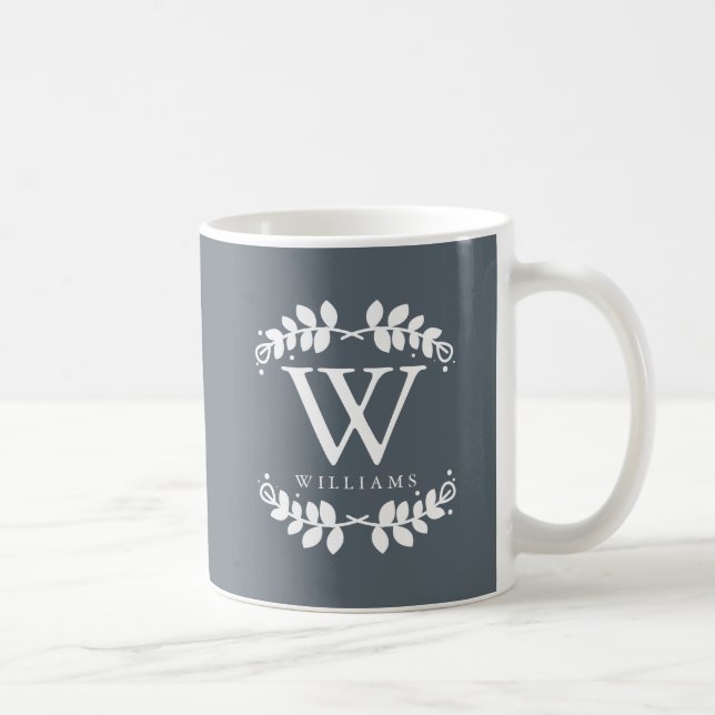 Mug Monogramme gris ardoise tendance (Droite)