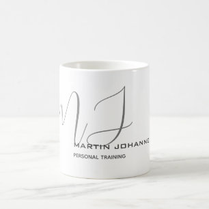 Mug Monogramme Gris Blanc Personnelle Formateur Modern