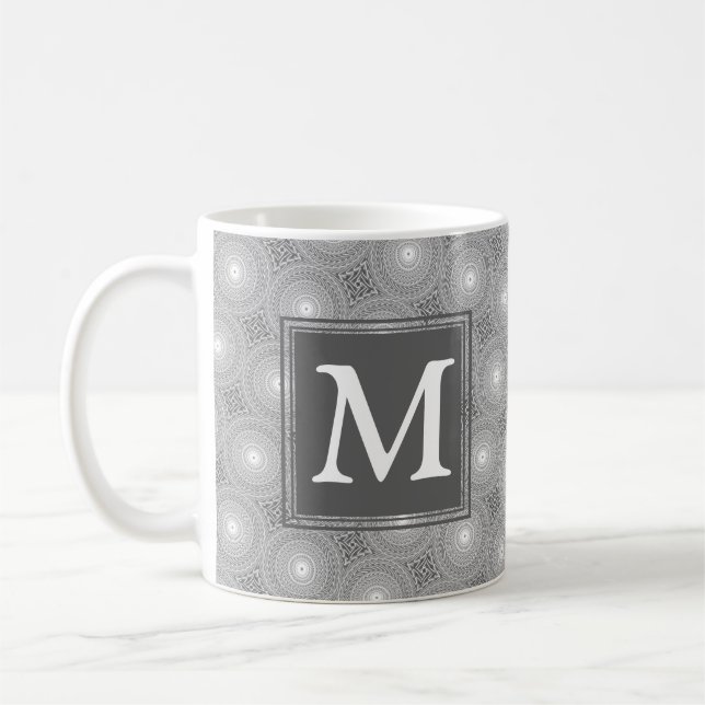 Mug Monogramme gris cercles motif (Gauche)