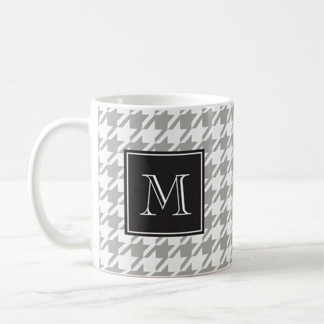 Mug Monogramme gris de pied-de-poule (Gauche)
