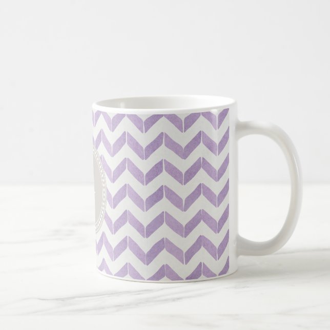 Mug Monogramme gris pourpre en pastel chic de coutume (Droite)