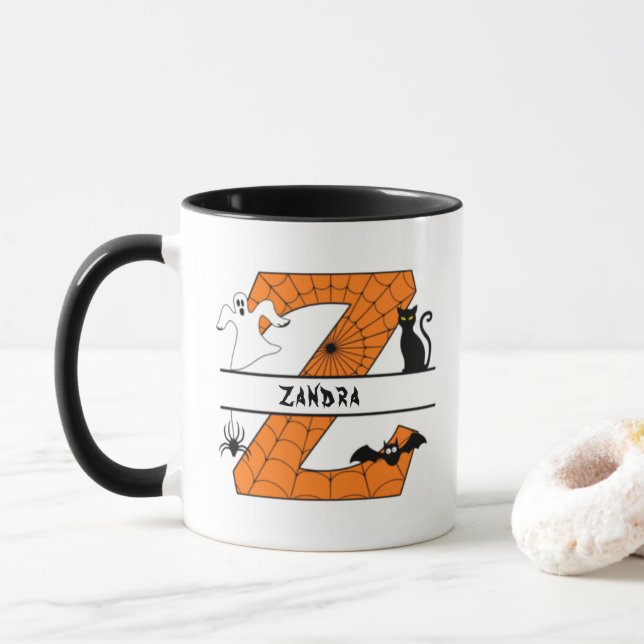 Mug Monogramme Halloween Z Ajoutez Votre Nom (Avec donut)