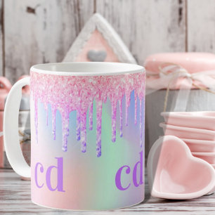Mug Monogramme holographique licorne parties scintilla