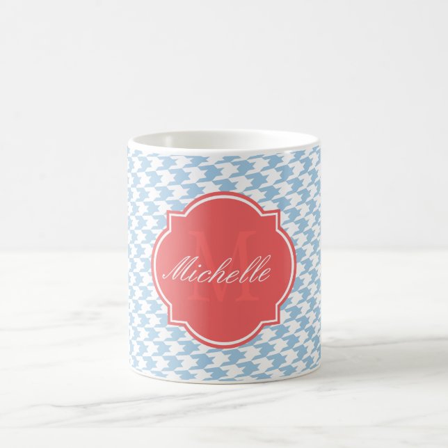Mug Monogramme Houndstooth Bleu Placid (Centre)