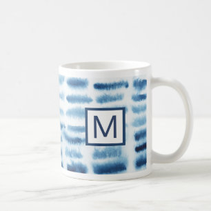 Mug Monogramme   Impression de l'aquarelle Indigio