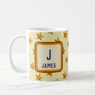 Mug Monogramme initial Bold Gold Star Premier nom