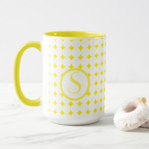 Mug Monogramme initial brillant Diamants jaunes modern