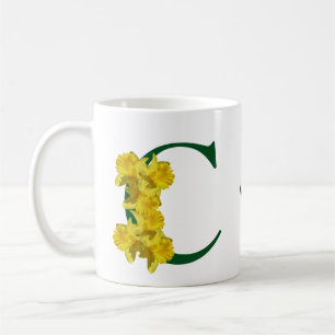 Mug Monogramme initial C personnalisé narcisse