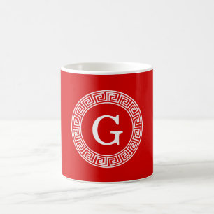 Mug Monogramme initial du cadre de ligne clé grecque b
