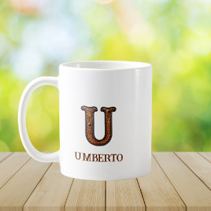 Mug Monogramme initial en cuir occidental travaillé U