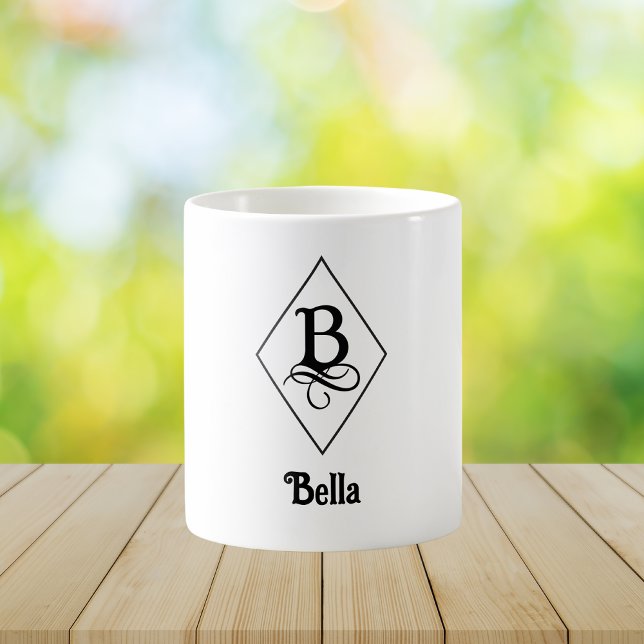 Mug Monogramme Initial Géométrique Élégant B (Créateur téléchargé)
