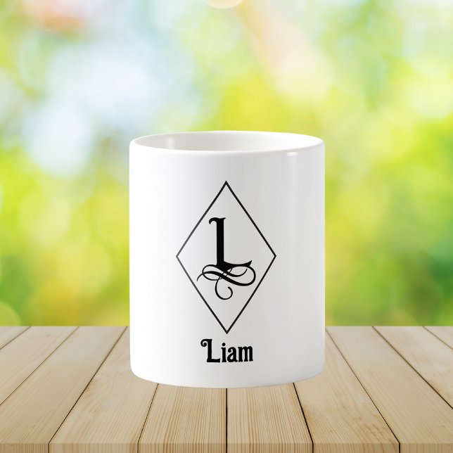 Mug Monogramme Initial Géométrique Élégant L (Créateur téléchargé)