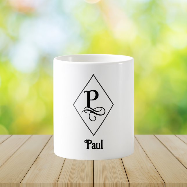 Mug Monogramme Initial Géométrique Élégant P (Créateur téléchargé)