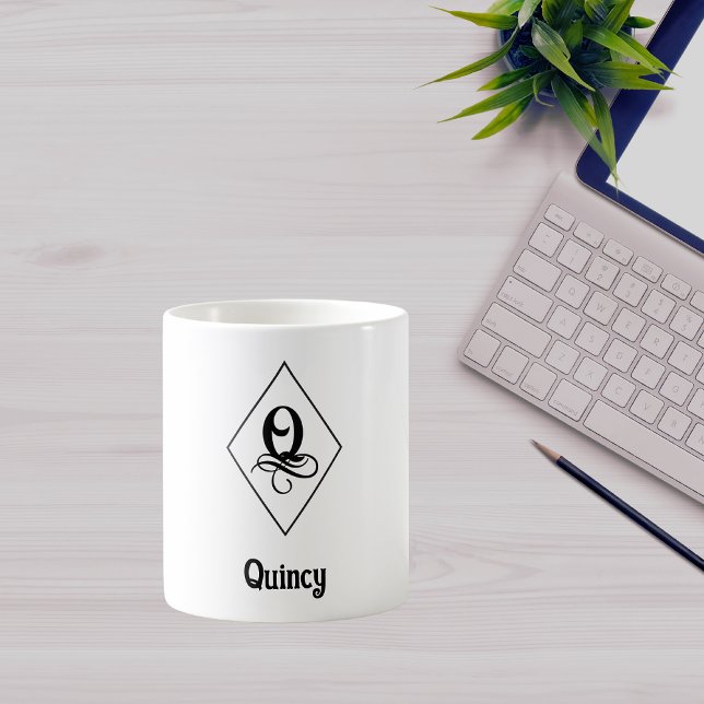 Mug Monogramme Initial Géométrique Élégant Q (Créateur téléchargé)