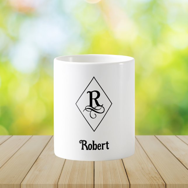 Mug Monogramme Initial Géométrique Élégant R (Créateur téléchargé)