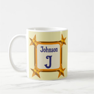Mug Monogramme initial Gras Gold Star Nom tardif