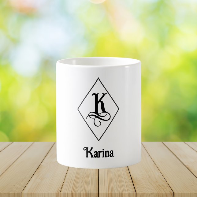 Mug Monogramme Initial K Géométrique Élégant (Créateur téléchargé)