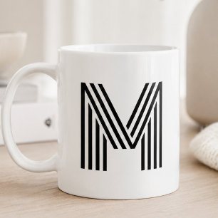 Mug Monogramme Initial Lettre Minimaliste Moderne Noir