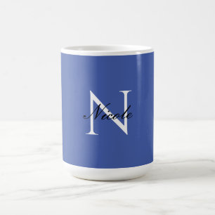 Mug Monogramme initial manuscrit propre nom bleu
