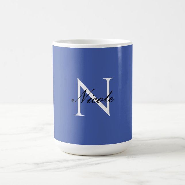 Mug Monogramme initial manuscrit propre nom bleu (Centre)