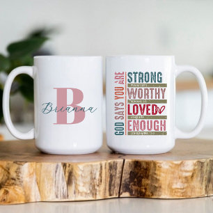 Mug Monogramme Initial Nom Foi Chrétienne