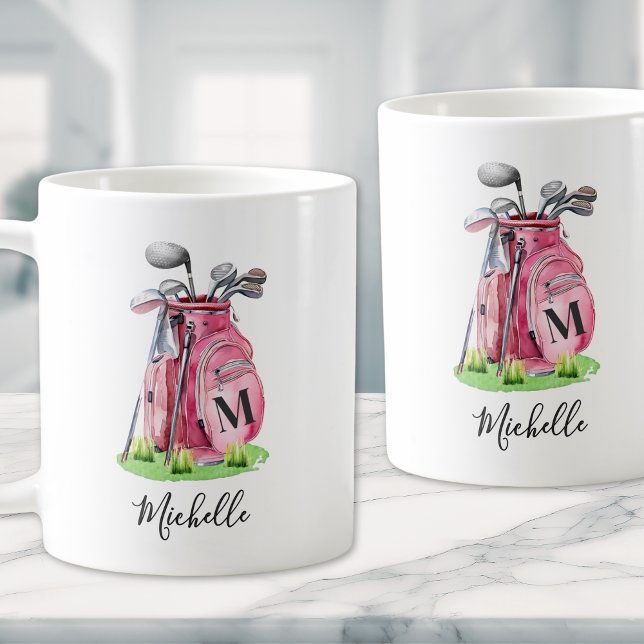 Mug Monogramme Initial Nom Rose (Pink Initial Name Monogram Coffee Mug)