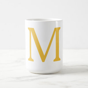 Mug Monogramme initial or jaune or Nom personnalisé