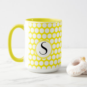 Mug Monogramme initial Pois jaune vif