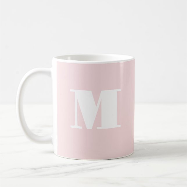 Mug Monogramme initial rose simple (Gauche)