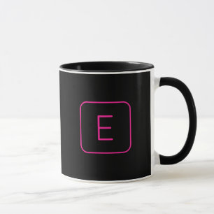 Mug Monogramme initial stylisé moderne   Rose et noir