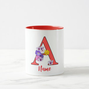 Mug Monogramme Initiale A Floral