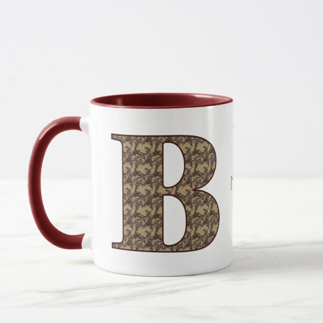 Mug Monogramme Initiale B Floral Vintage Personnalisé (Gauche)