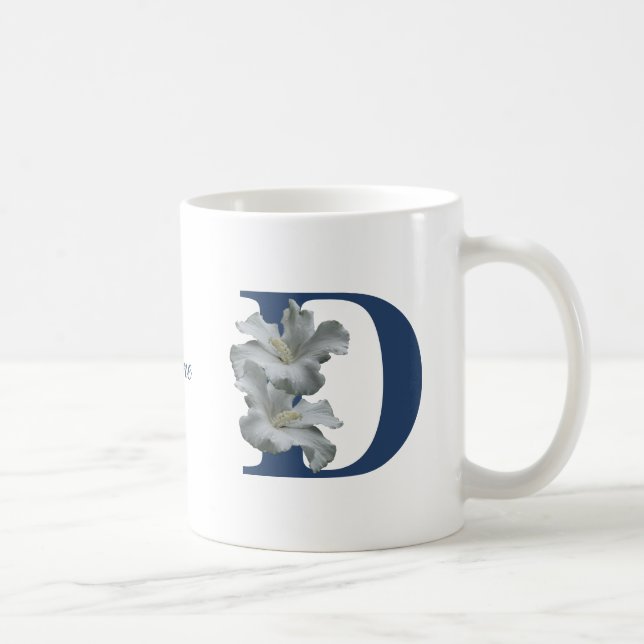Mug Monogramme initiale D de fleur d'Hibiscus personna (Droite)
