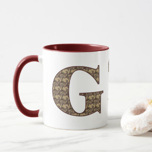 Mug Monogramme Initiale G Floral Vintage Personnalisé