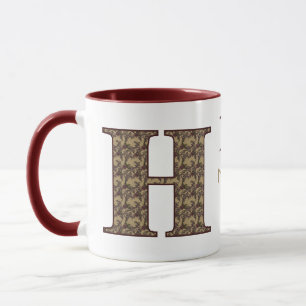 Mug Monogramme Initiale H Floral Vintage Personnalisé