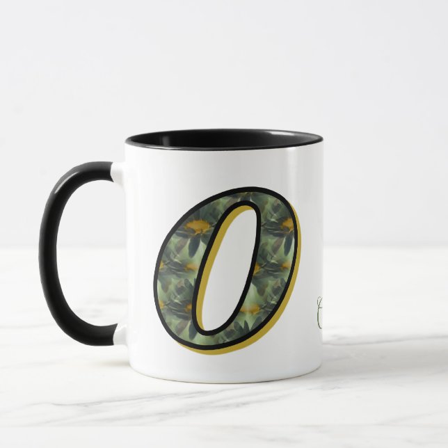 Mug Monogramme Initiale O Marguerites Art Floral Perso (Gauche)