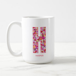 Mug Monogramme initiale personnalisé Lettre florale
