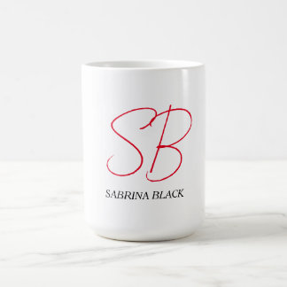 Mug Monogramme Initiales Nom Plain Moderne Minimaliste
