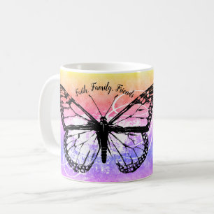 Mug Monogramme inspiré d'arc-en-ciel de papillon de