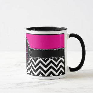 Mug Monogramme Isabella de Chevron de roses indien