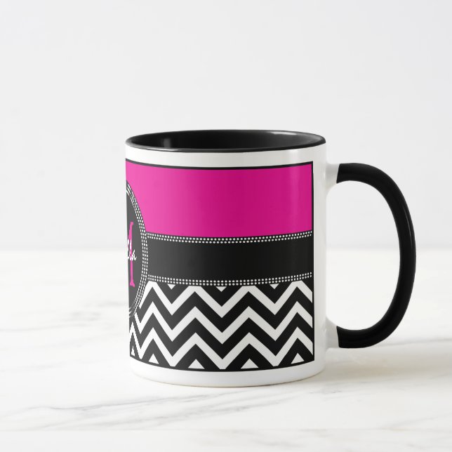 Mug Monogramme Isabella de Chevron de roses indien (Droite)