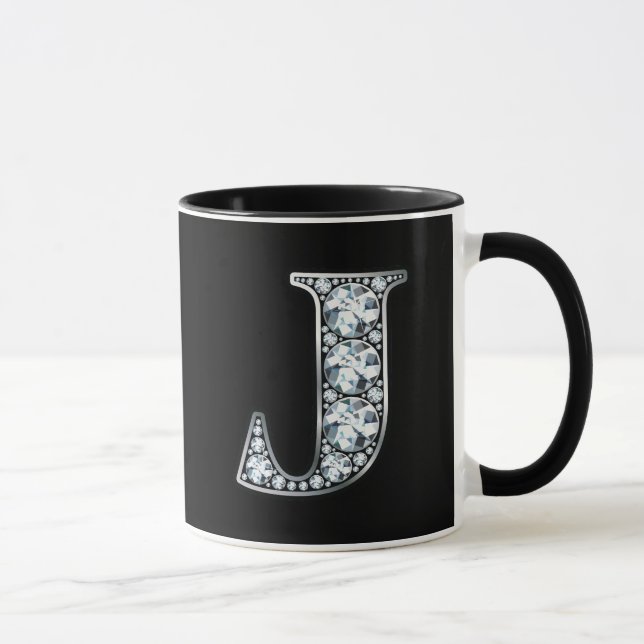 Mug Monogramme J Faux Diamond (Droite)
