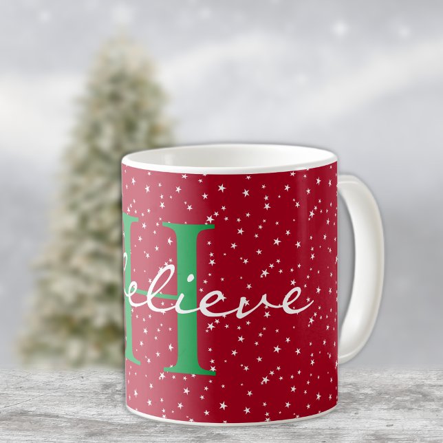 Mug Monogramme, je crois, Red White Stars 11oz Classiq (Créateur téléchargé)