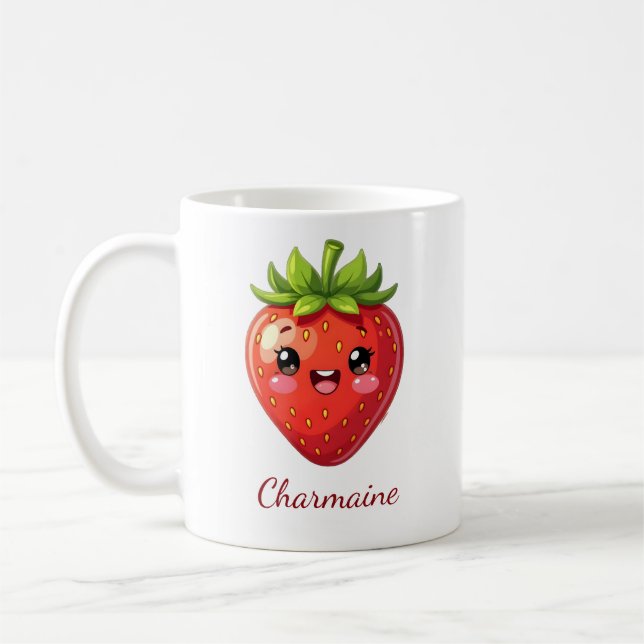 Mug Monogramme jolie fraise kawaii (Gauche)
