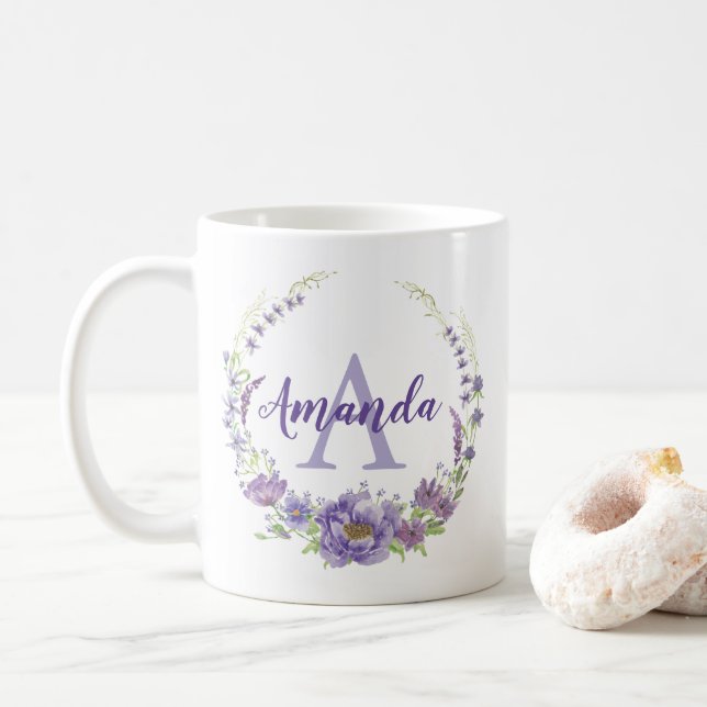 Mug Monogramme - lettre A, personnalisé (Avec donut)